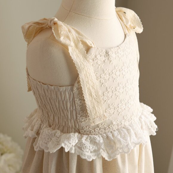 Linen and Lace Dress Dollcake Hushed My Heart Portrait Boho Special Occasion NEW - Picture 4 of 10